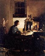 Paye, Richard Morton Self-Portrait While Engraving oil on canvas